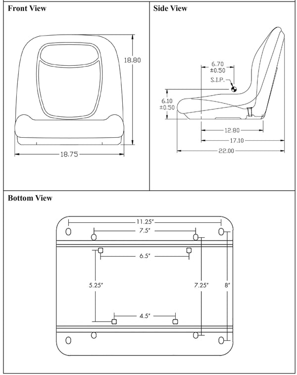 Simplicity Lawn Mower Replacement Bucket Seat Kit - Fits Various Models - Black Vinyl