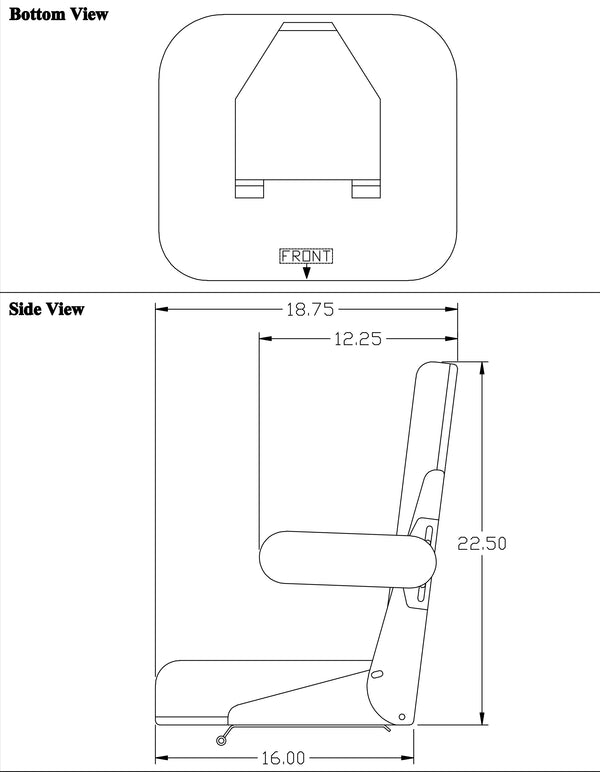 Allis Chalmers Comfort Classic Tractor Replacement Seat Assembly - Fits Various Models - Black Vinyl