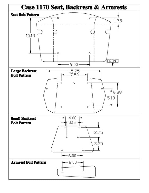 Case Tractor 4 Piece Replacement Cushion Kit - Fits Various Models - Black Vinyl