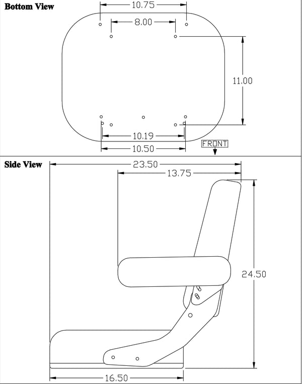 International Harvester Tractor Replacement Seat Assembly - Fits Various Models - Black & White Vinyl