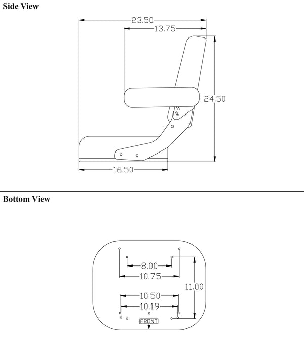 International Harvester 56-66 Series Tractor Replacement Seat Assembly - Fits Various Models - Black Vinyl