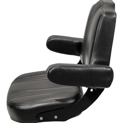 International Harvester 56-66 Series Tractor Seat Assembly - Fits Various Models - Pleated Black Vinyl