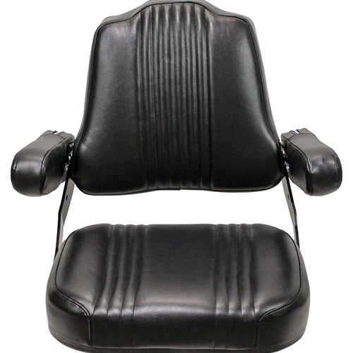 International Harvester 56-66 Series Tractor Replacement Seat Assembly - Fits Various Models - Pleated Black Vinyl