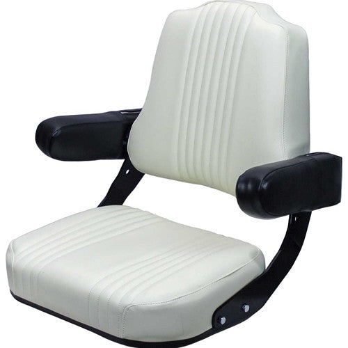 International Harvester 56-66 Series Tractor Replacement Seat Assembly - Fits Various Models - Pleated Cream Vinyl