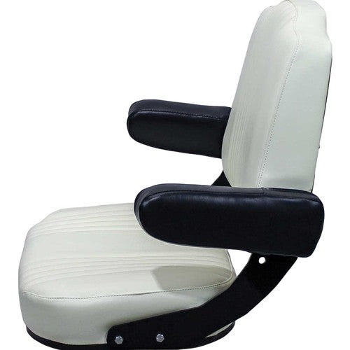 International Harvester 56-66 Series Tractor Replacement Seat Assembly - Fits Various Models - Pleated Cream Vinyl