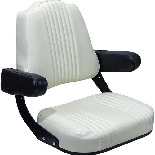 International Harvester 56-66 Series Tractor Replacement Seat Assembly - Fits Various Models - Pleated Cream Vinyl