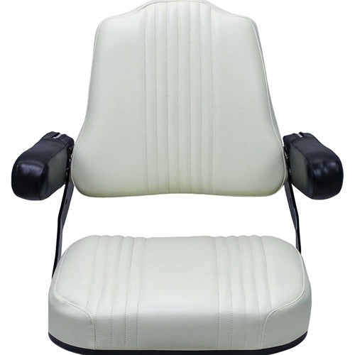 International Harvester 56-66 Series Tractor Replacement Seat Assembly - Fits Various Models - Pleated Cream Vinyl