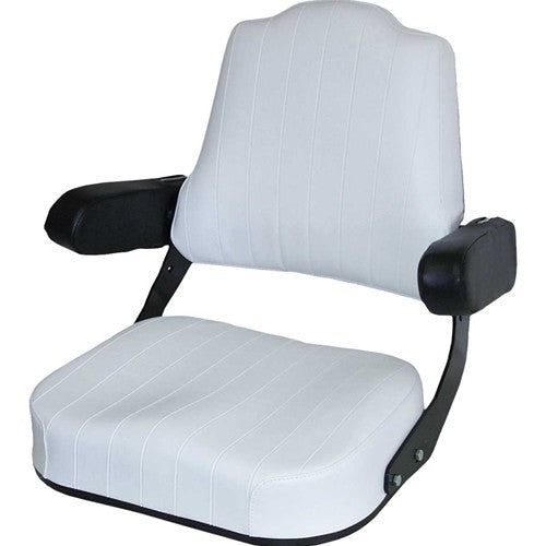 International Harvester 56-66 Series Tractor Replacement Seat Assembly - Fits Various Models - Pleated White Vinyl