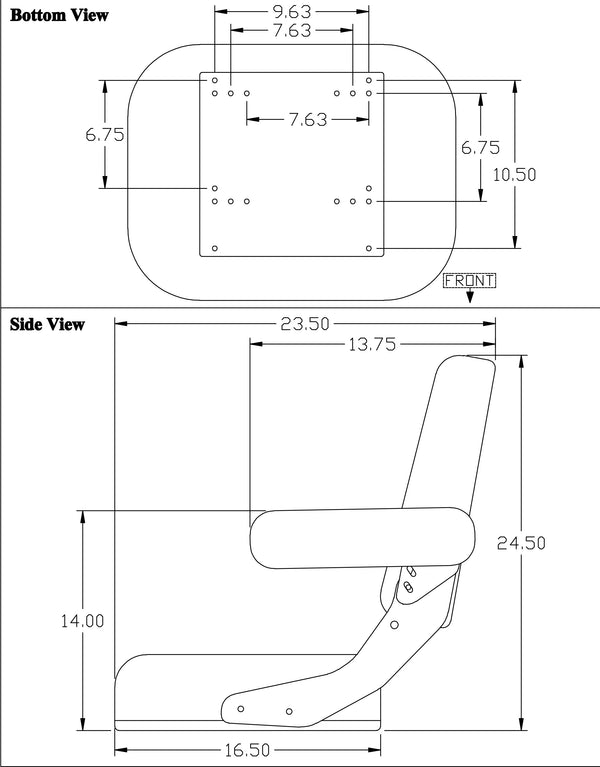 John Deere Combine Super Deluxe Replacement Seat Assembly - Fits Various Models - Black Cloth