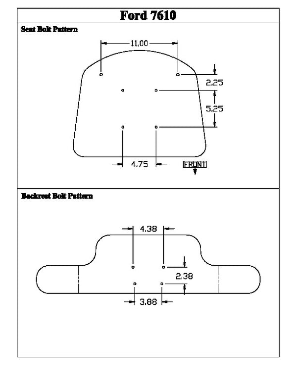 Ford/New Holland Tractor Replacement Backrest Cushion - Blue Vinyl