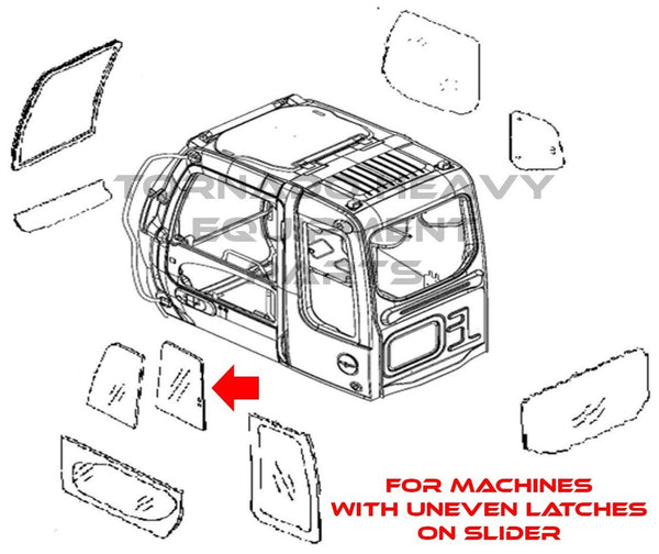 John Deere AT183084 Excavator Door Rear Slider Window Replacement Cab Glass