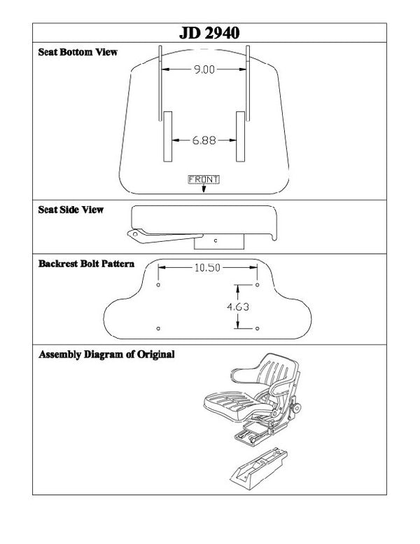 John Deere Replacement Backrest Cushion - Yellow Vinyl