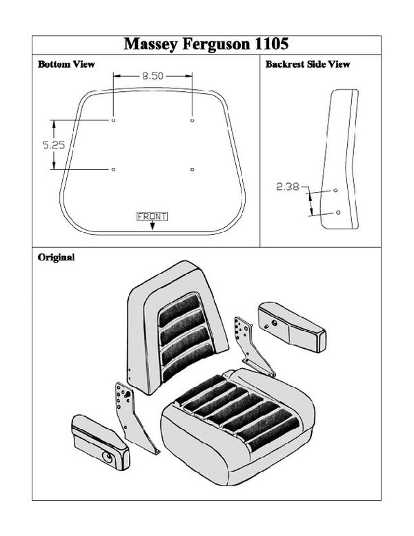 Massey Ferguson Replacement Seat Cushion - Black Vinyl