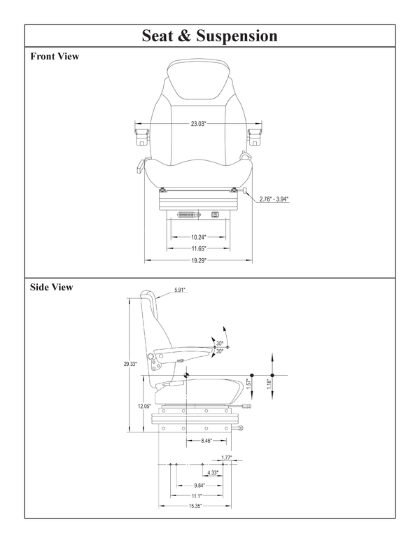 Multiple Application Seat & Mechanical Suspension - Black Cloth