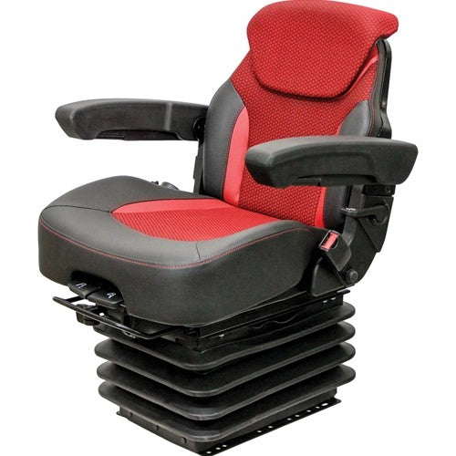 Multiple Application Seat & Air Suspension - Red/Black Matrix Cloth w/Vinyl Edges