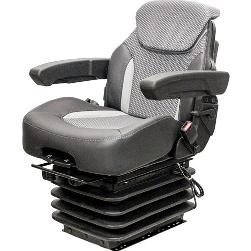 Multiple Application Seat & Air Suspension - Gray/Black Matrix Cloth w/Vinyl Edges