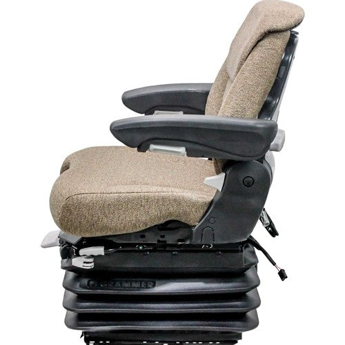 Bobcat Telehandler Replacement Seat & Air Suspension - Fits Various Models - Brown Cloth