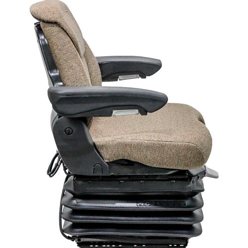 Case Roller Seat & Air Suspension - Fits Various Models - Brown Cloth