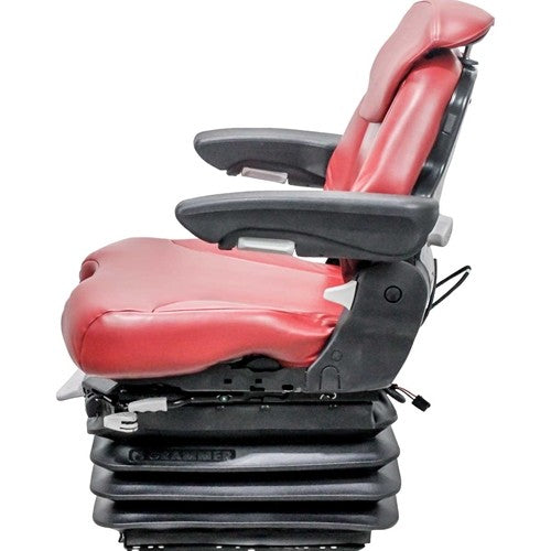 Bobcat Telehandler Replacement Seat & Air Suspension - Fits Various Models - Red Leatherette