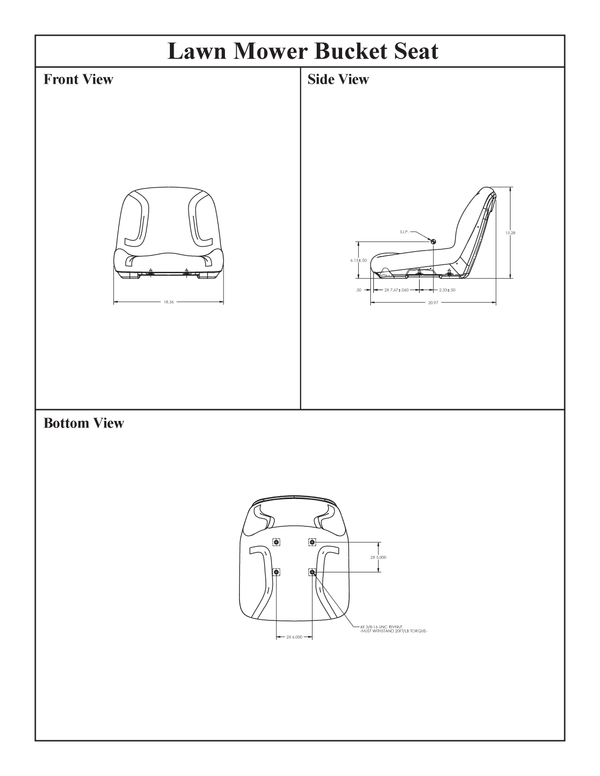 Cub Cadet Lawn Mower Bucket Seat - Black Vinyl