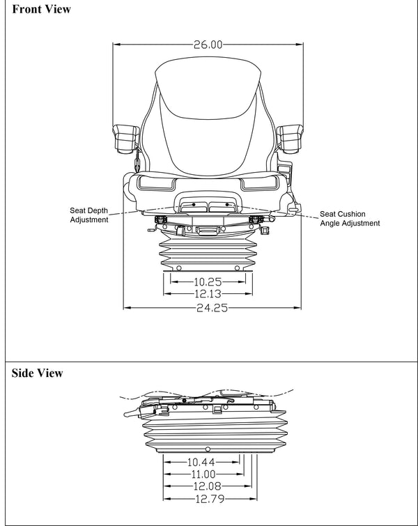 Caterpillar Excavator Replacement Seat & Air Suspension - Fits Various Models - Gray Cloth