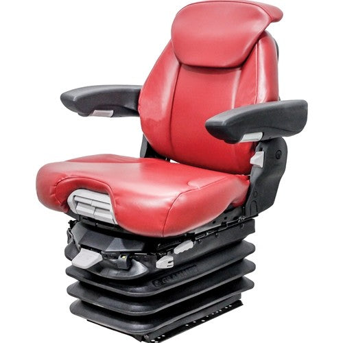 Case IH Tractor Replacement Seat & Air Suspension - Fits Various Models - Red Leatherette