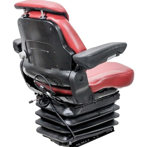 Case Grader Seat & Air Suspension - Fits Various Models - Red Leatherette