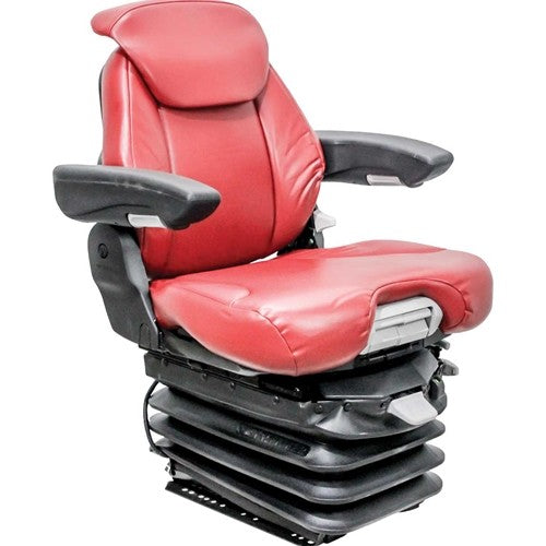 Case Grader Seat & Air Suspension - Fits Various Models - Red Leatherette