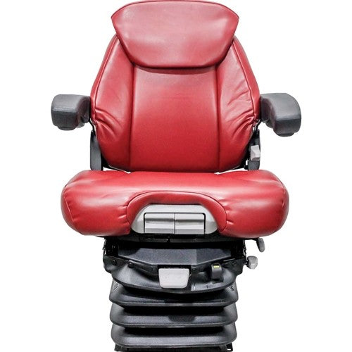 Ford/New Holland Tractor Seat & Air Suspension - Fits Various Models - Red Leatherette