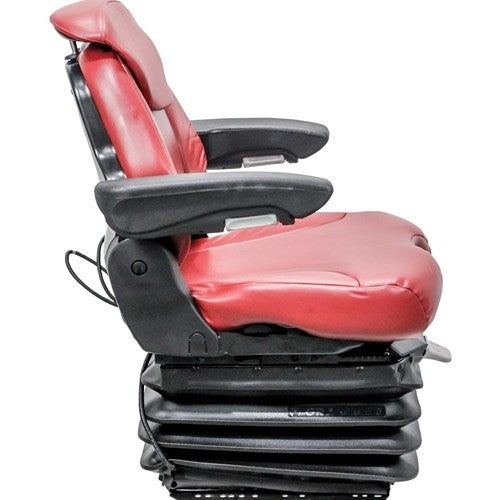 McCormick Tractor Seat & Air Suspension - Fits Various Models - Red Leatherette