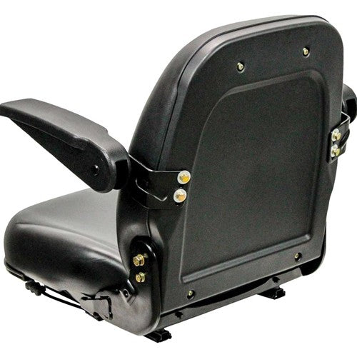 Bobcat Skid Steer Replacement Seat Assembly w/Arms - Fits Various Models - Black Vinyl