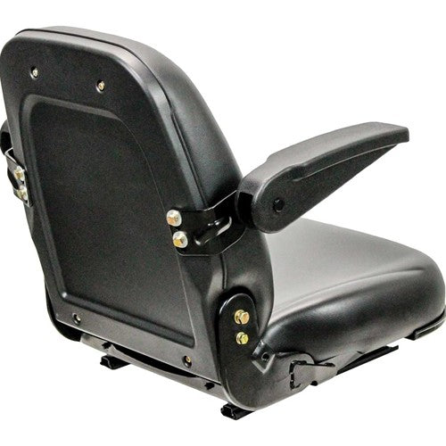 Bobcat Skid Steer Replacement Seat Assembly w/Arms - Fits Various Models - Black Vinyl