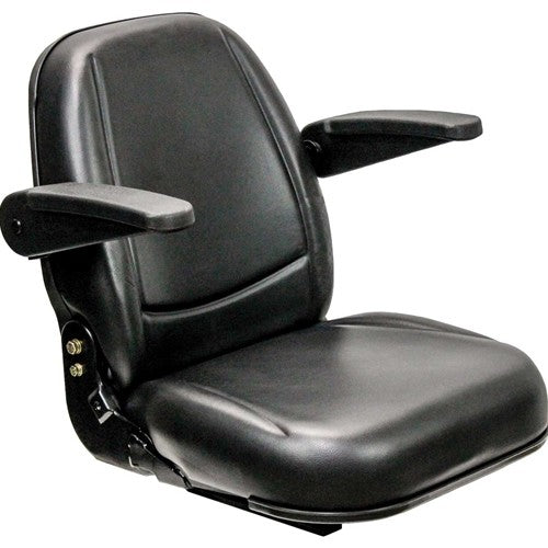 Bobcat Skid Steer Replacement Seat Assembly w/Arms - Fits Various Models - Black Vinyl