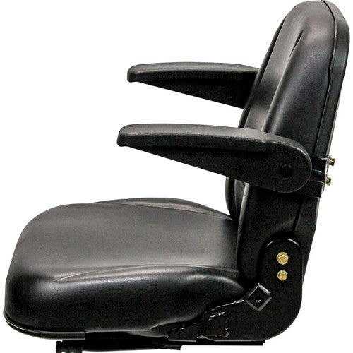 Case 1845C Skid Steer Replacement Seat Assembly w/Arms - Black Vinyl