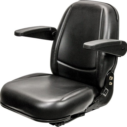 Caterpillar Skid Steer Replacement Seat Assembly w/Arms - Fits Various Models - Black Vinyl