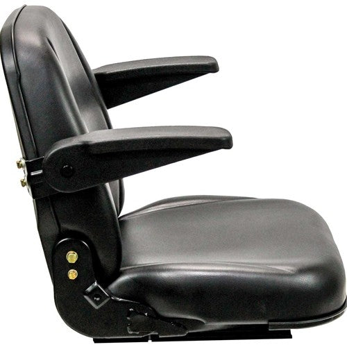 Caterpillar Skid Steer Seat Assembly w/Arms - Fits Various Models - Black Vinyl
