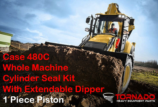 Case 480C Loader/Backhoe w/Ext Dipper (1 Pc Piston) Whole Machine Replacement Seal Kit