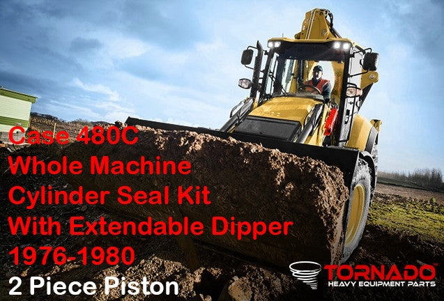 Case 480C Loader/Backhoe w/Extendable Dipper (1976-1980) (2 Pc Piston) Whole Machine Replacement Seal Kit