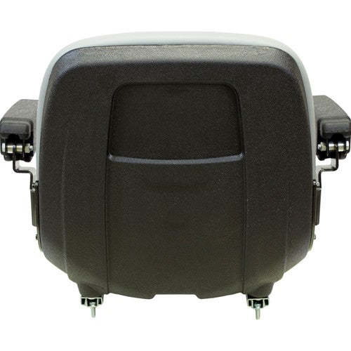 AGCO Lawn Mower Replacement Bucket Seat with Slide Rails & Arms - Fits Various Models - Gray Vinyl