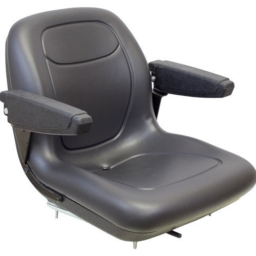 AGCO Lawn Mower Replacement Bucket Seat with Slide Rails & Arms - Fits Various Models - Black Vinyl