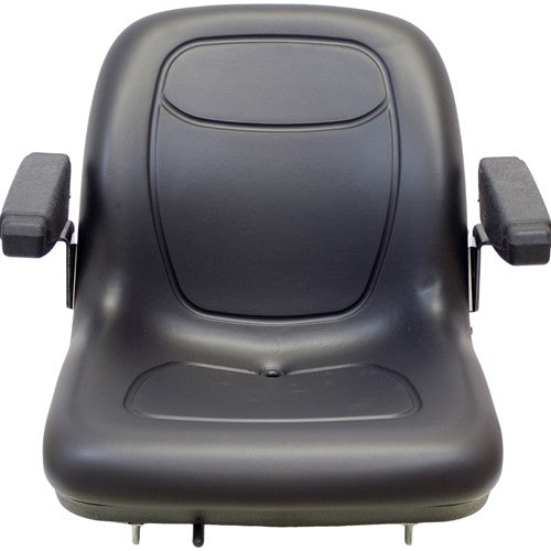 Allis Chalmers 130 24hp Lawn Replacement Mower Bucket Seat with Slide Rails & Arms - Black Vinyl