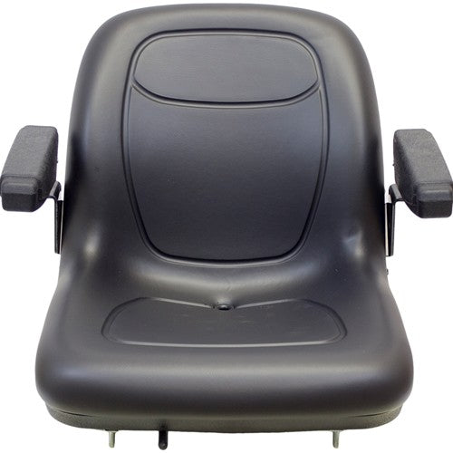 Case 570L XT Skip Loader Bucket Seat with Slide Rails & Arms - Black Vinyl