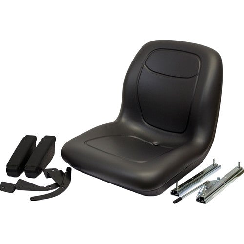 New Holland LM 430 Telehandler Replacement Bucket Seat with Slide Rails & Arms - Black Vinyl