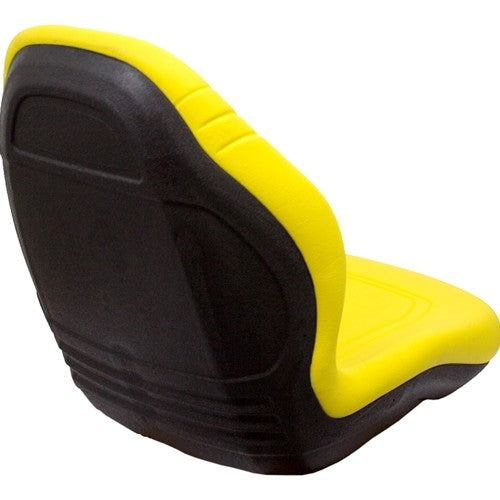 John Deere Lawn Mower Bucket Seat w/Hinge Bracket - Fits Various Models - Yellow Vinyl