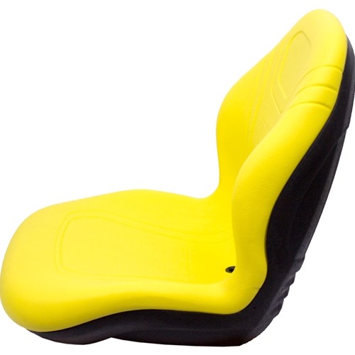 John Deere Skid Steer Replacement Bucket Seat w/Hinge Bracket - Fits Various Models - Yellow Vinyl