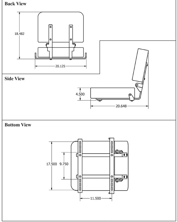 Universal Forklift Seat Assembly - Fits Various Models - Black Vinyl