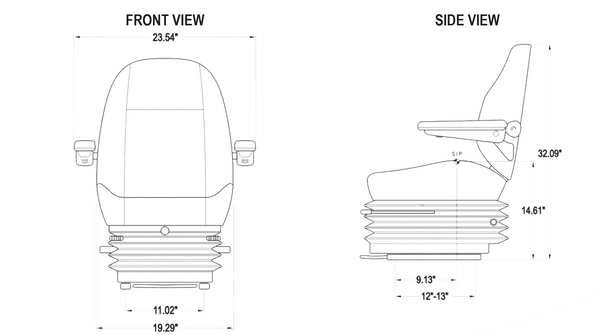 Caterpillar Motor Grader Replacement Seat & Air Suspension (12V) - Fits Various Models - Multi-Gray Cloth