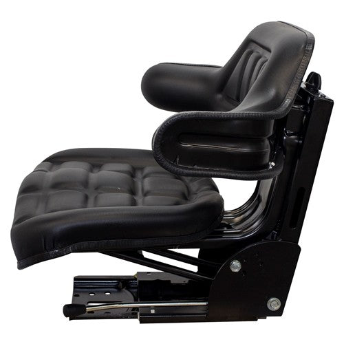 Case Tractor Replacement Utility Mechanical Suspension Seat Assembly - Fits Various Models - Black Vinyl