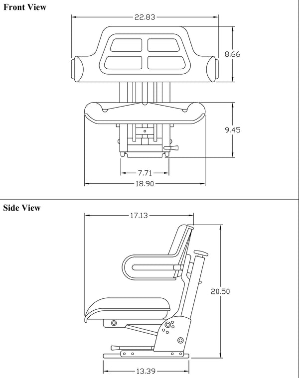 Multiple Application Utility Seat & Mechanical Suspension - Blue Vinyl