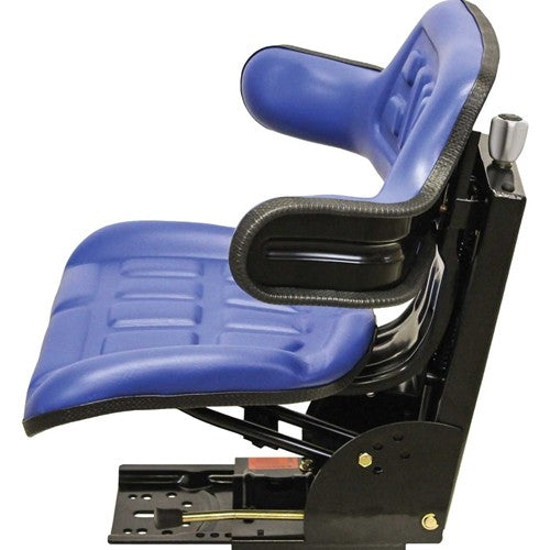 Multiple Application Utility Seat & Mechanical Suspension - Blue Vinyl